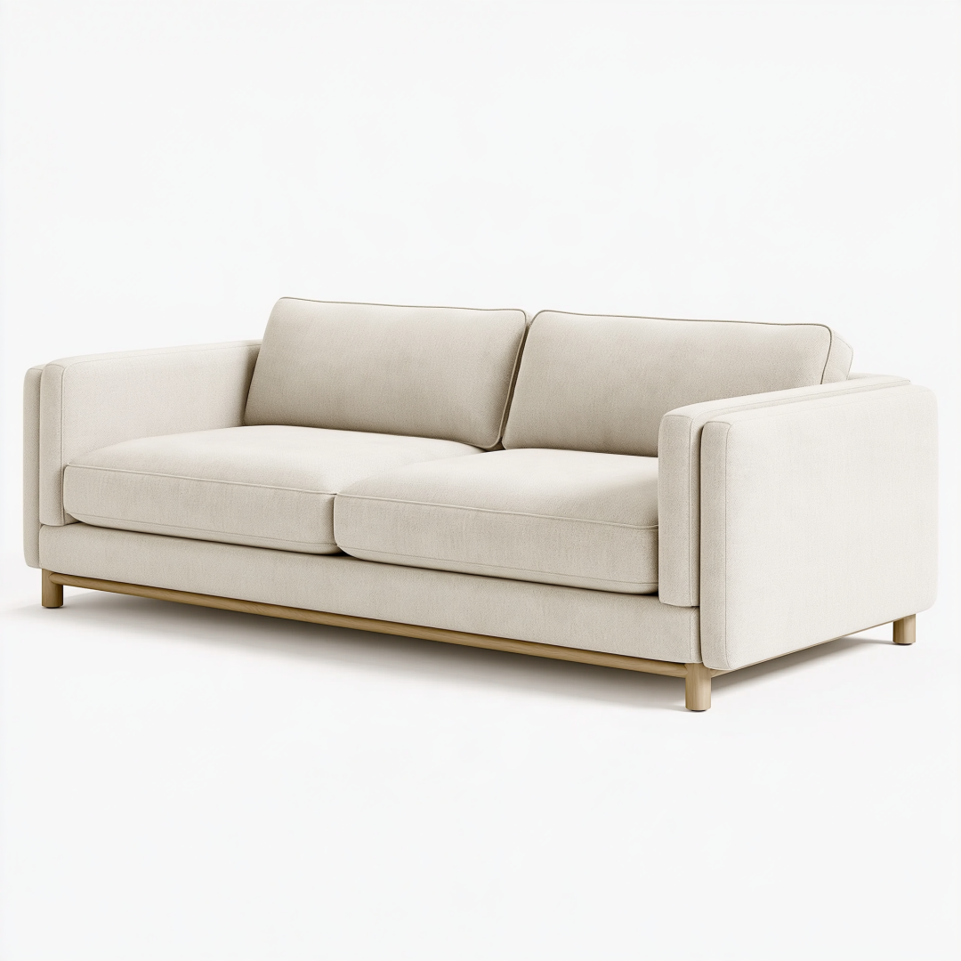 Canapé droit 2 places 180 x 88 x 84 cm en tissu beige style moderne pour salon