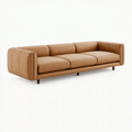 Canapé 3 places 240 cm aspect cuir camel style contemporain