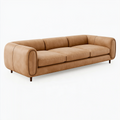 Canapé 3 places 230 x 95 x 75 cm aspect cuir camel pour salon contemporain