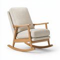 Fauteuil à bascule 70 x 95 x 100 cm en bois et tissu beige style scandinave