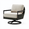 Fauteuil pivotant 80 x 85 x 88 cm en tissu beige et métal noir style contemporain