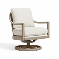 Fauteuil pivotant 76 x 82 x 89 cm en bois et corde beige avec assise rembourrée