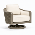 Fauteuil de jardin 80 x 82 x 84 cm en métal et corde tressée beige pivotant