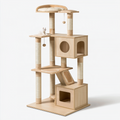 Arbre à chat 80 x 60 x 170 cm en bois beige avec griffoirs et niches