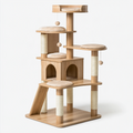 Arbre à chat 80 x 60 x 180 cm en bois beige avec poteaux en sisal et niches de repos