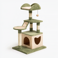Arbre à chat 60 x 50 x 130 cm en peluche vert beige avec griffoirs et niche