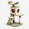 Arbre à chat 60 x 50 x 120 cm en peluche vert beige avec griffoirs et niches