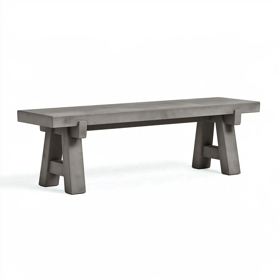 Banc 180 x 40 x 45 cm en béton gris style industriel