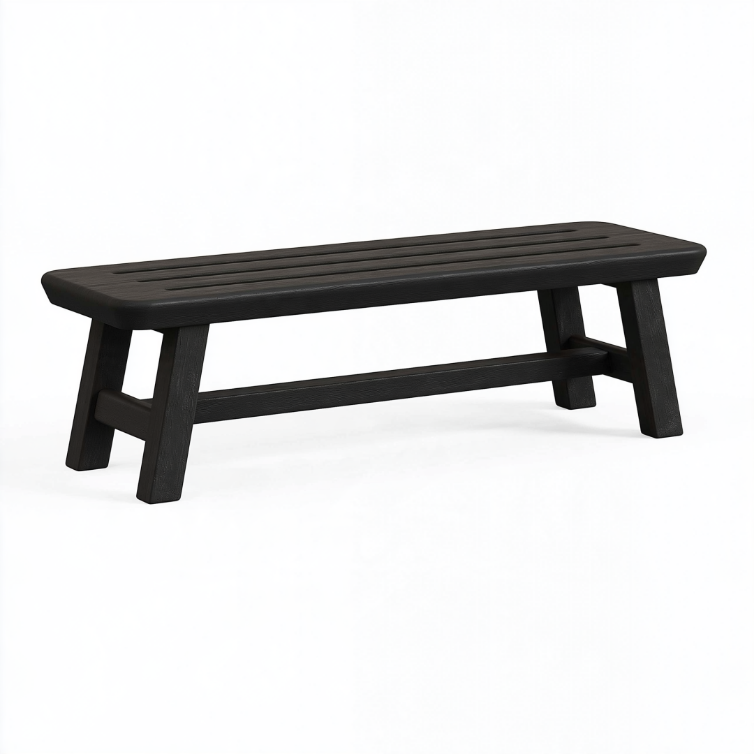 Banc de jardin 120 x 35 x 45 cm en plastique noir style contemporain