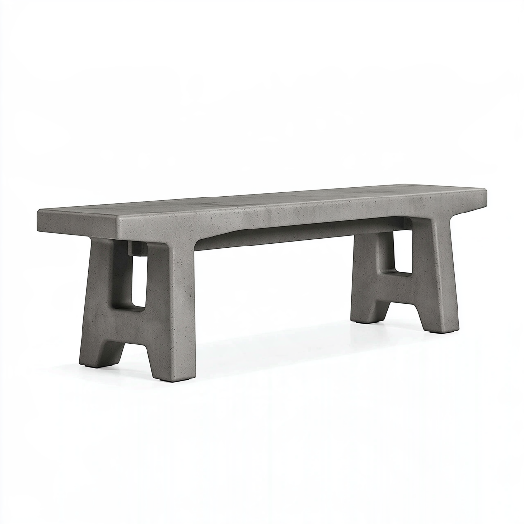 Banc de jardin 180 x 40 x 45 cm en béton gris style industriel