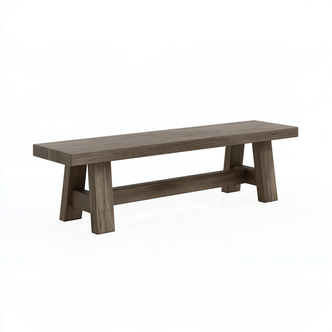 Banc 180 x 35 x 45 cm en bois brun style rustique pour salle à manger