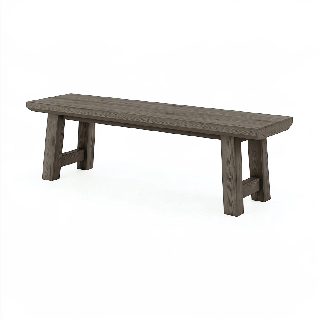 Banc 180 x 35 x 45 cm en bois brun gris style rustique pour intérieur