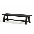 Banc de jardin 180 x 35 x 45 cm en bois noir - assise à lattes style rustique